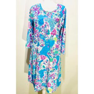 Lulu B dress catalina cloth geometric  novelty print casual soft comfy women XS